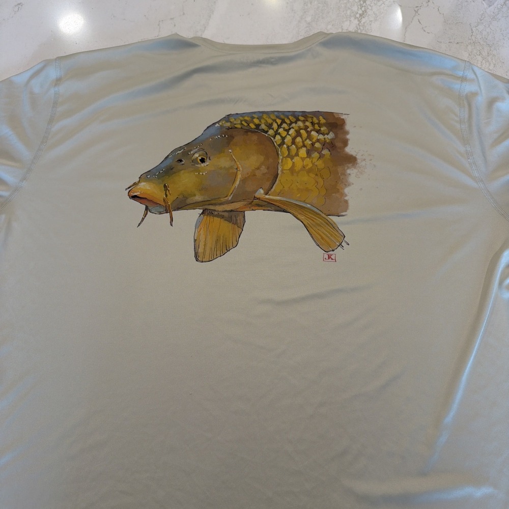 Simms Tech Shirt Mens Size 2XL Artist Series Jeff Kennedy Carp Golden Bone